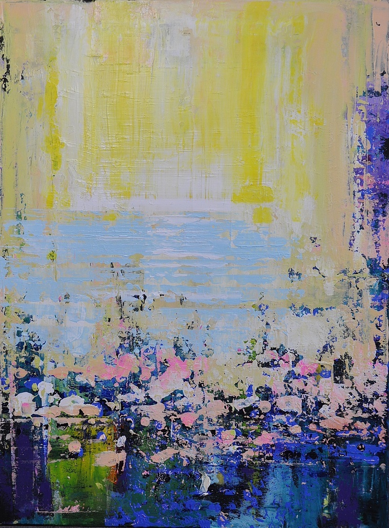 Картина Абстракция  "Солнце и море А 2. 3-1" холст акрил