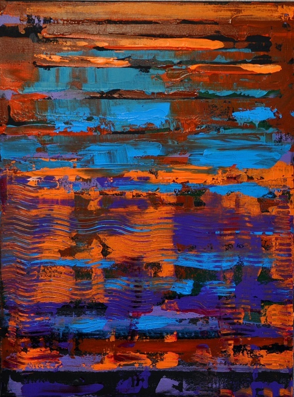 Картина Абстракция  "Вечернее солнце А 4,4 Seo-2" холст акрил