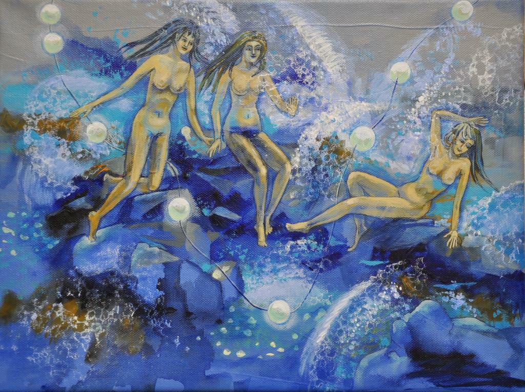 Картина "Брызги", серия "Купальщицы", холст на подрамнике, акрил.