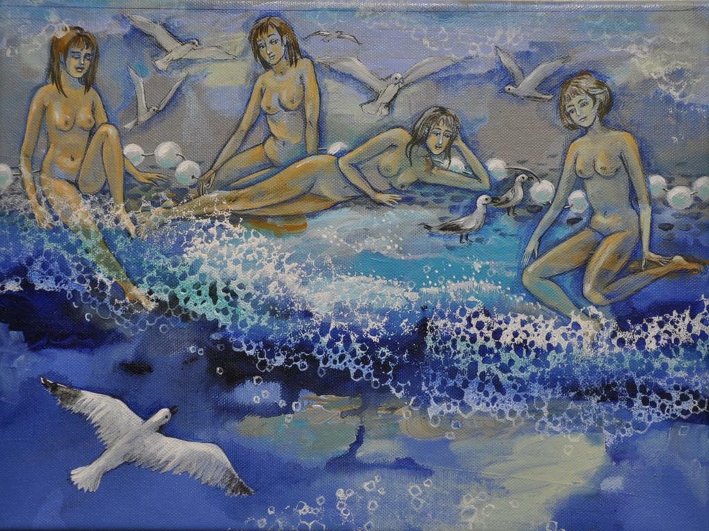 Картина "Чайки", серия "Купальщицы", холст на подрамнике, акрил.