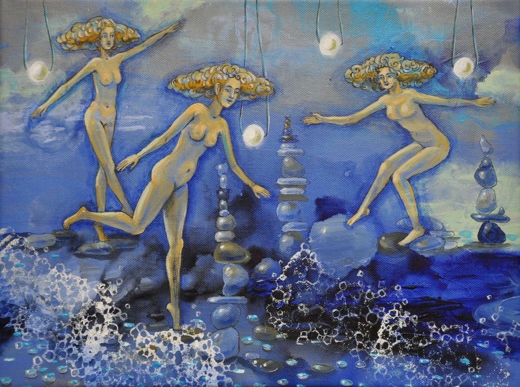 Картина "Равновесие", серия "Купальщицы", холст на подрамнике, акрил.