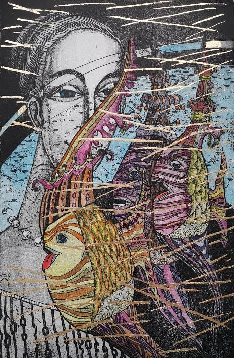 Графический лист "Дефиле" офорт.