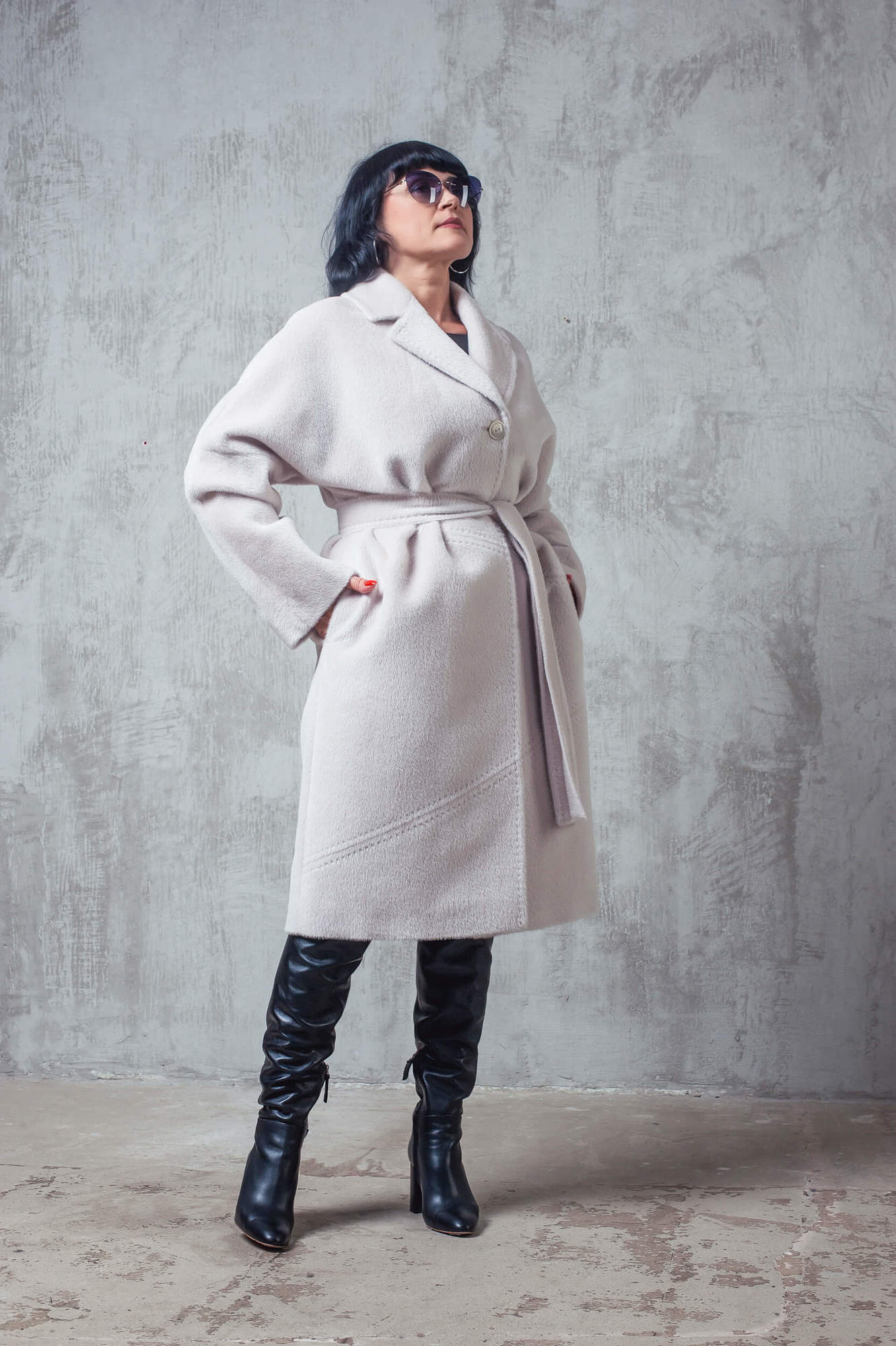 Пальто из шерсти альпака