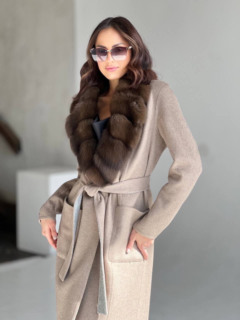 Пальто из двусторонней высококачественной шерсти кашемира