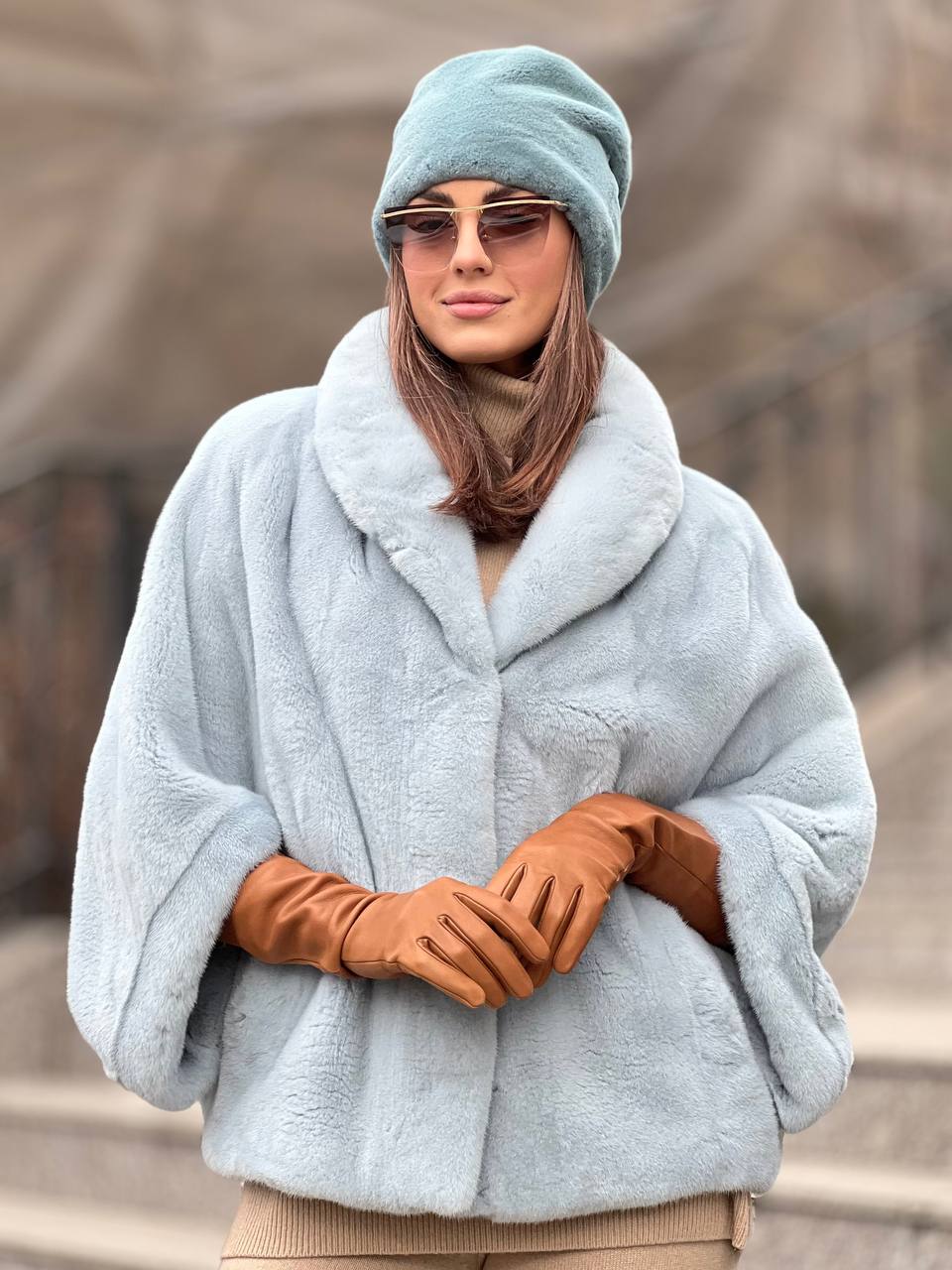 Полушубок из натурального меха норки