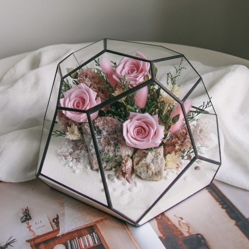 флорариум со стабилизированными розами Нежный