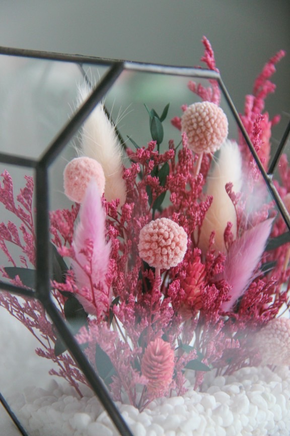 флорариум с сухоцветами в форме сердце Ягодный пунш