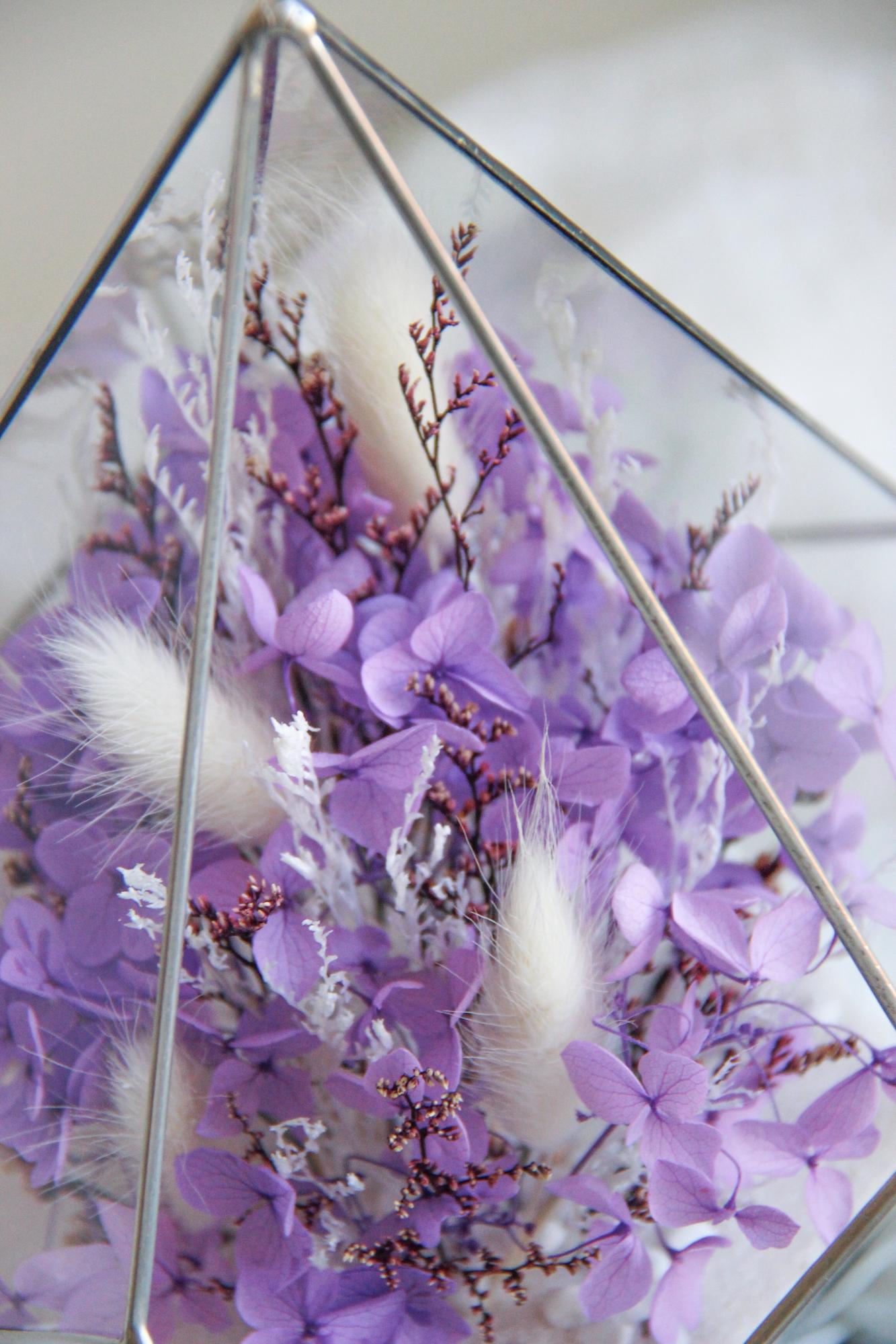 флорариум со стабилизированными цветами фиолетовая Гортензия