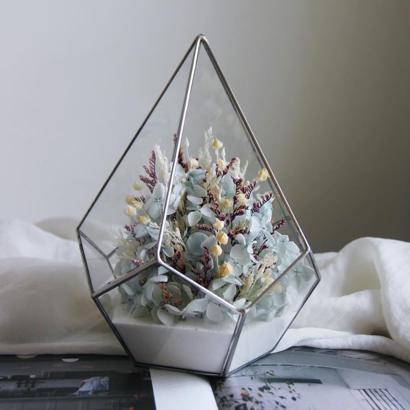 флорариум с сухоцветами Нежно-голубая гортензия