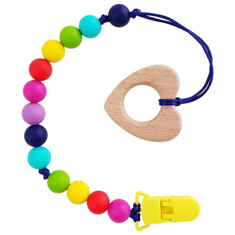 Грызунок-прорезыватель на держателе с клипсой / радуга