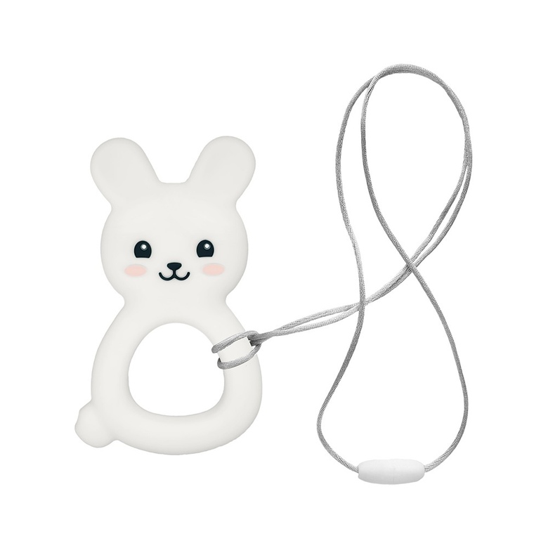 Прорезыватель силиконовый "Заяц" / белый