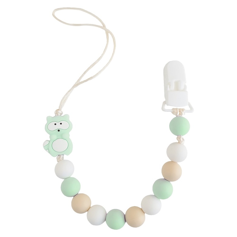 Держатель-прорезыватель с клипсой / мятно-бежевый