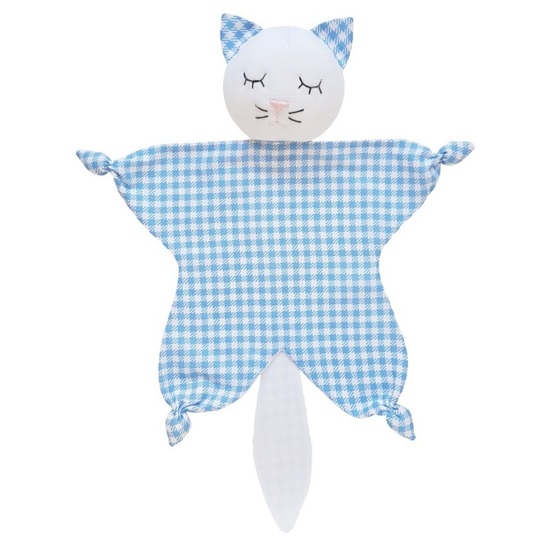 Игрушка-комфортер «Котенок» / белый с голубым рисунком
