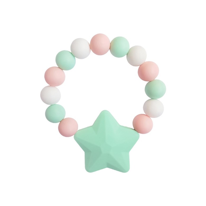 Браслет-прорезыватель "Звездочка" / мятно-розовый