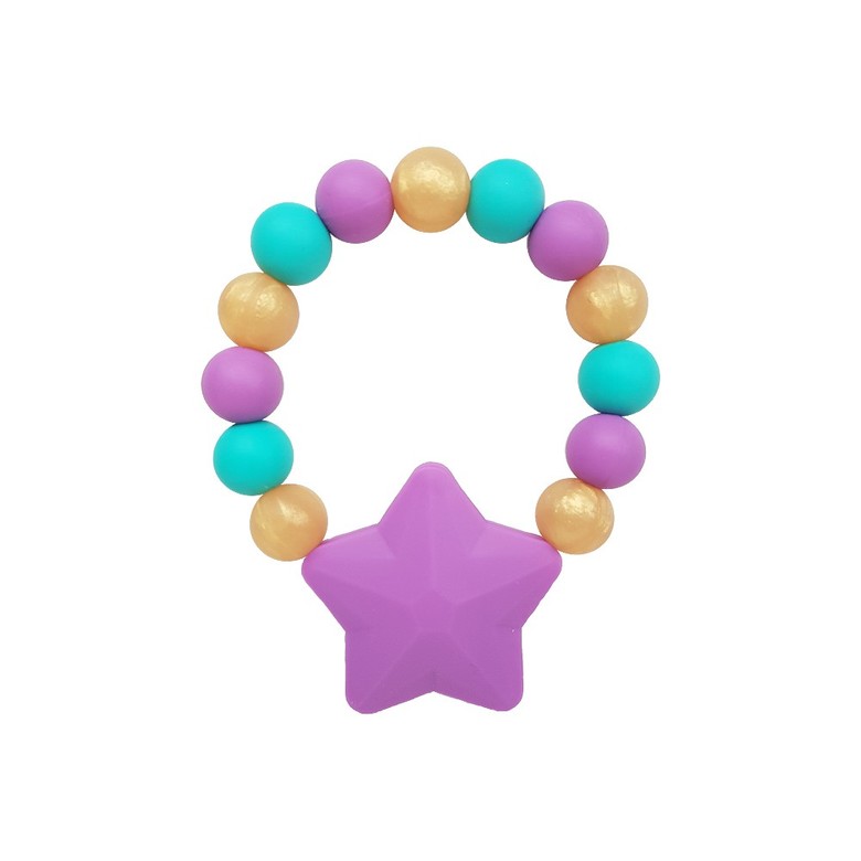 Браслет-прорезыватель "Звездочка" / сиренево-золотистый