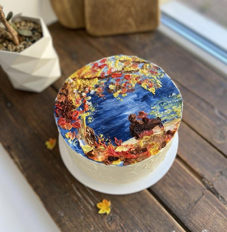 Торт с кремовой росписью