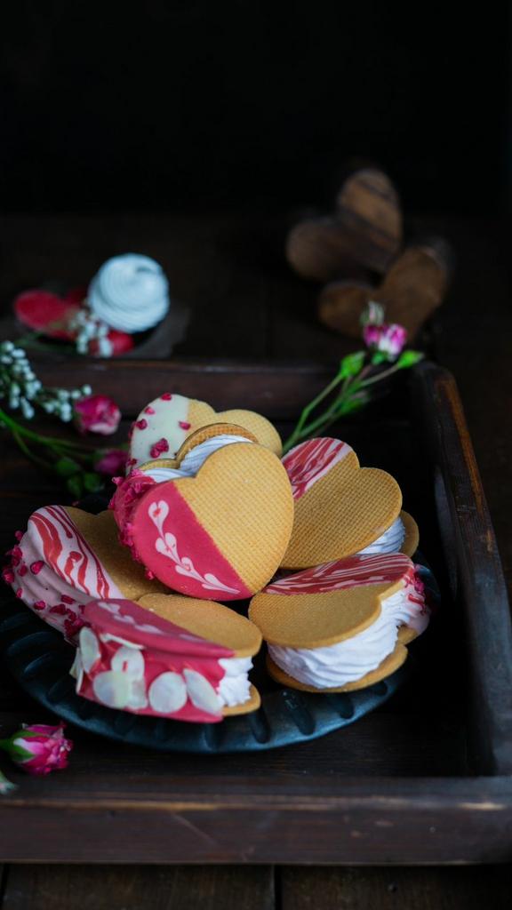 зефиросендвич с клубничной начинкой в форме сердца