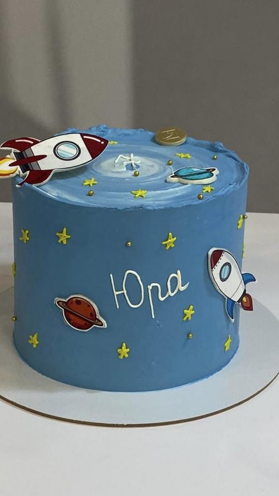Торт  детский космический с ракетами