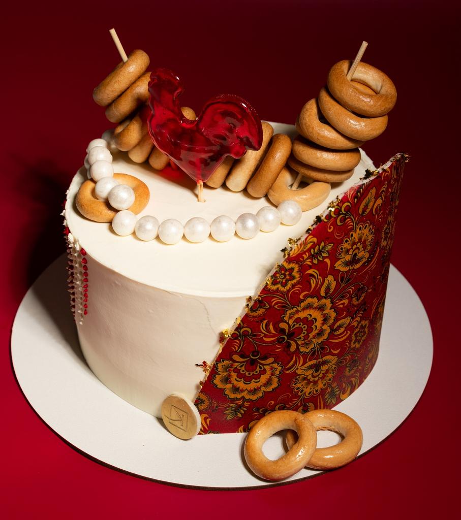 Торт Жар-птица с хохломой