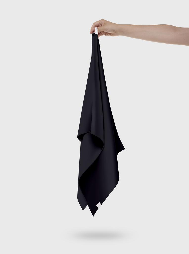 Шелковое полотенце для волос черное 43*110см