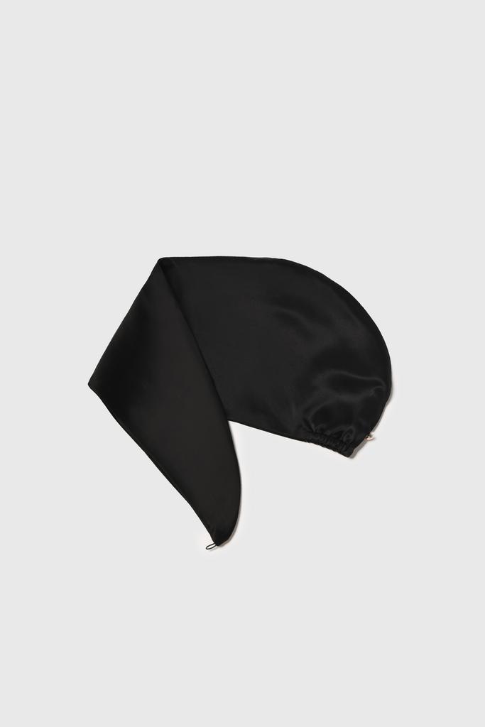 Шелковый тюрбан для волос в черном цвете
