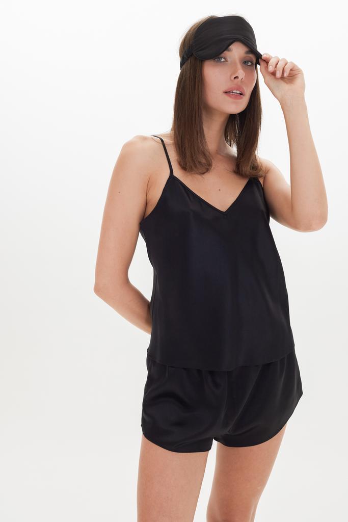 Пижама из натурального шелка в черном цвете