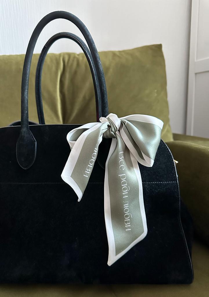 Галстук-твилли из натурального шелка оливково-белый