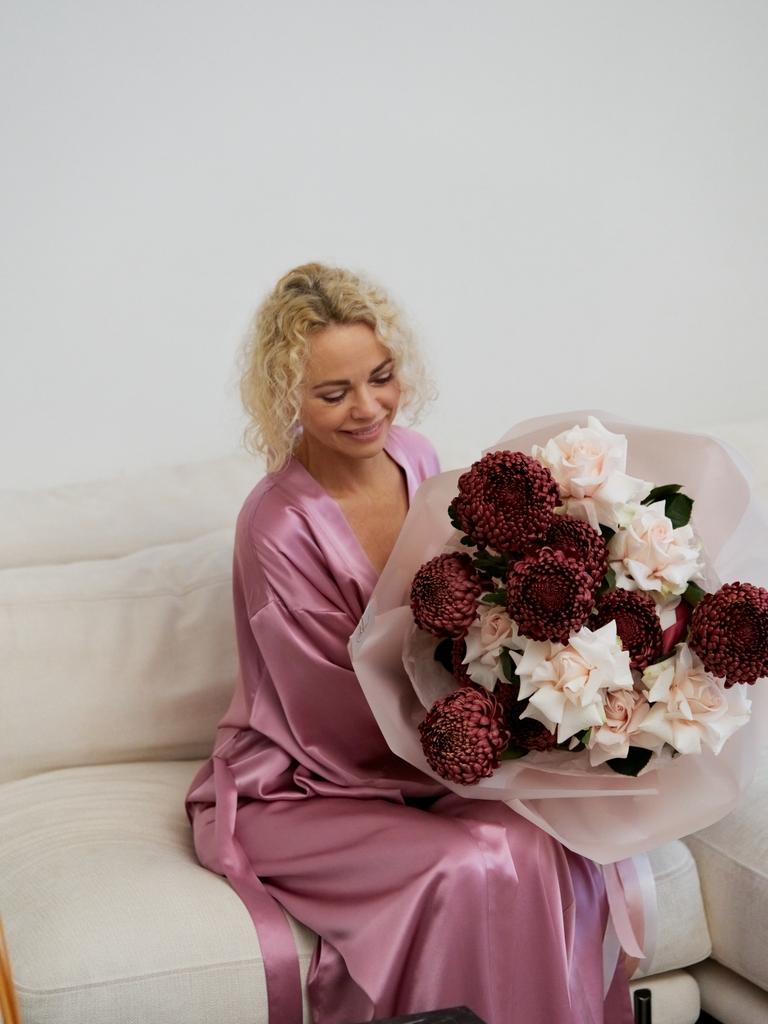 Халат макси из натурального шелка