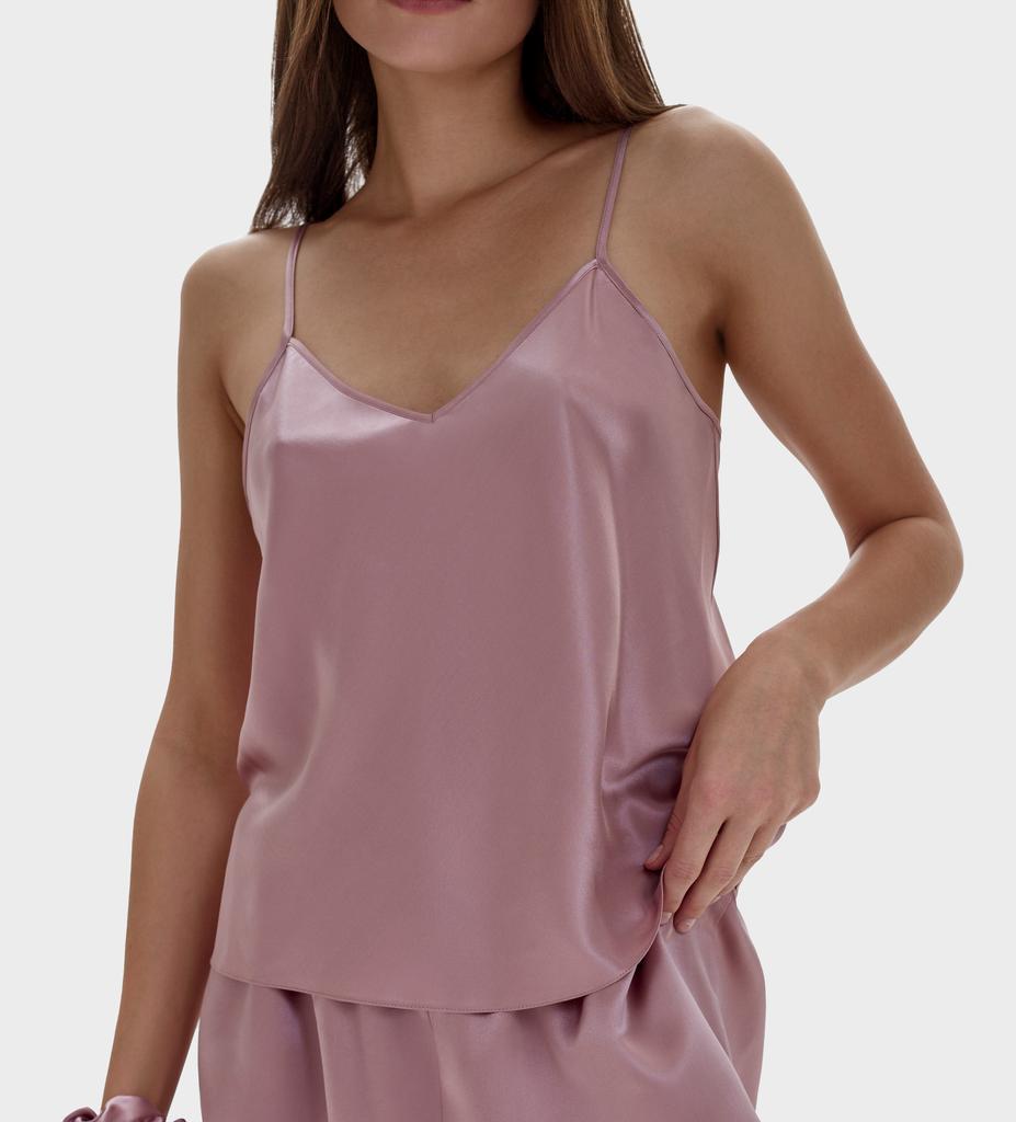 Шелковая пижамная майка пурпурная