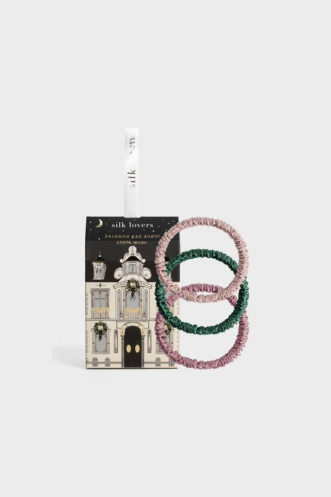 3 шелковые резинки для волос MINI в новогоднем домике