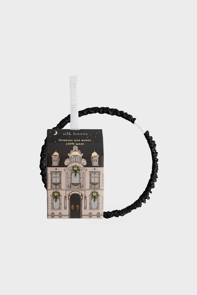 Шелковая повязка-лента для волос в новогоднем домике