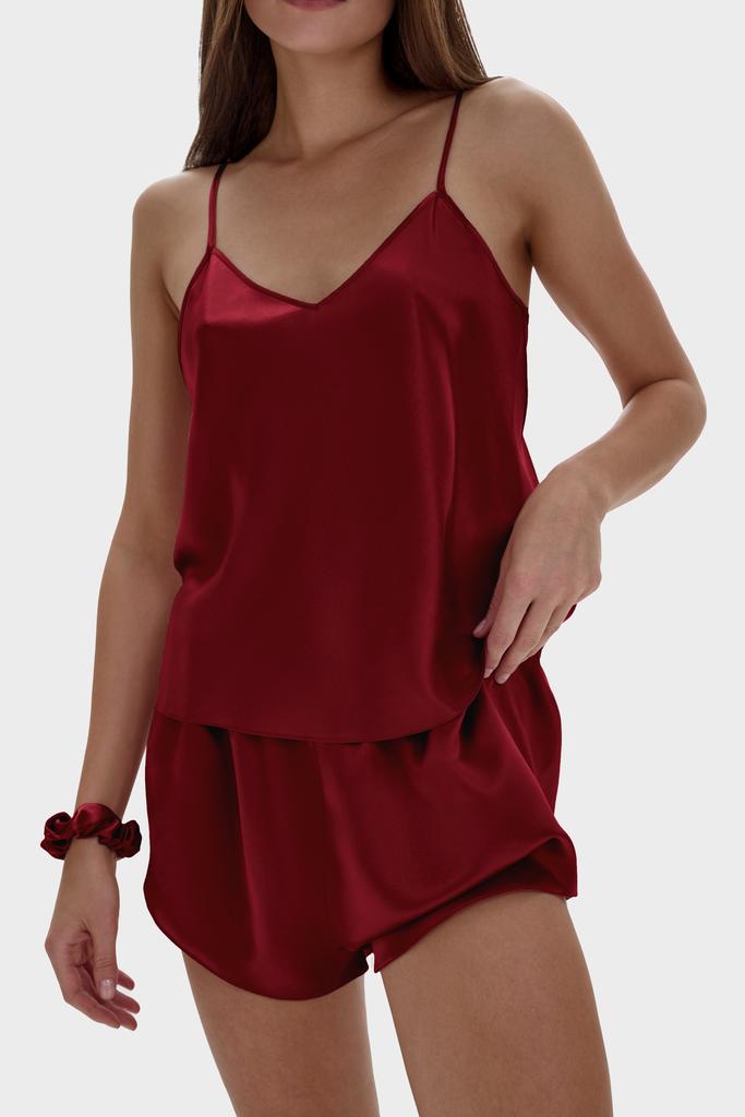Шелковый пижамный топ в цвете бордо