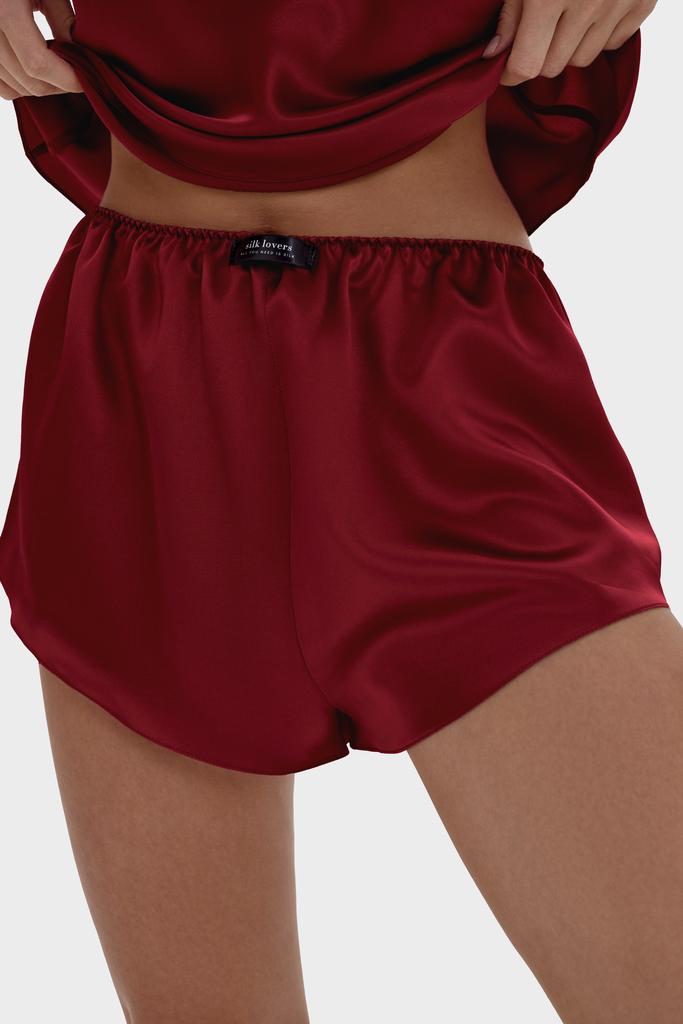 Шелковые пижамные шорты в цвете бордо