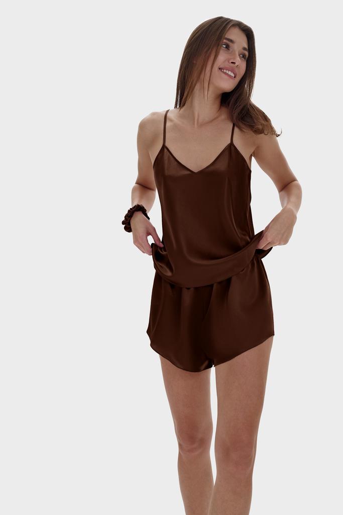 Шелковая пижама в цвете шоколад