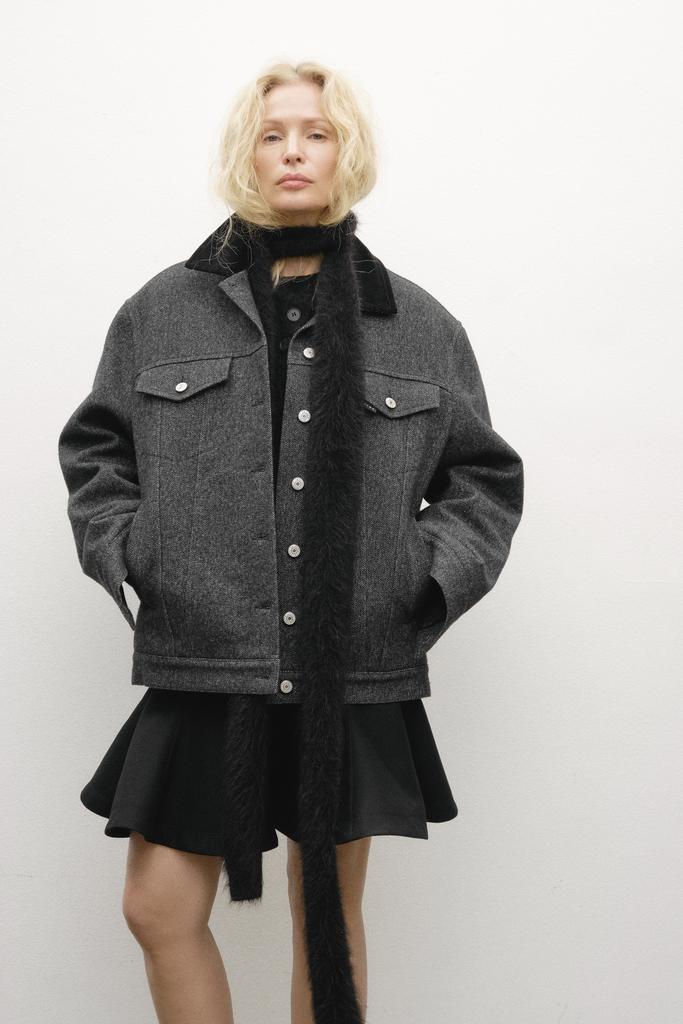 Джинсовка шерстяная в ёлочку unisex