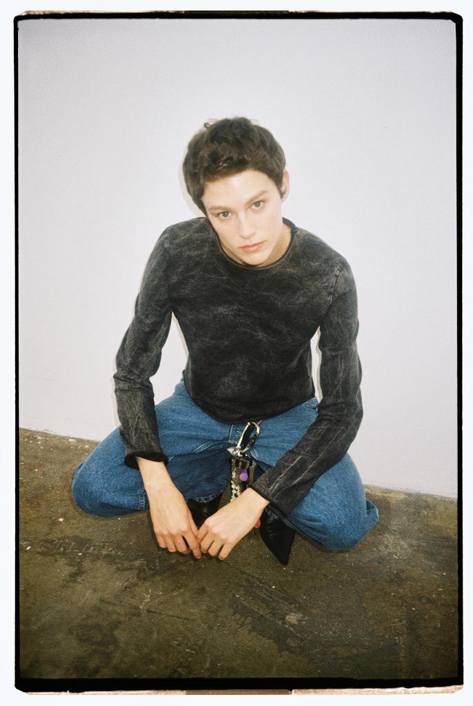 Лонгслив mini окрашенный серый