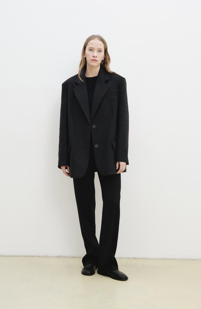 Пиджак-пальто однобортный тёмно-серый