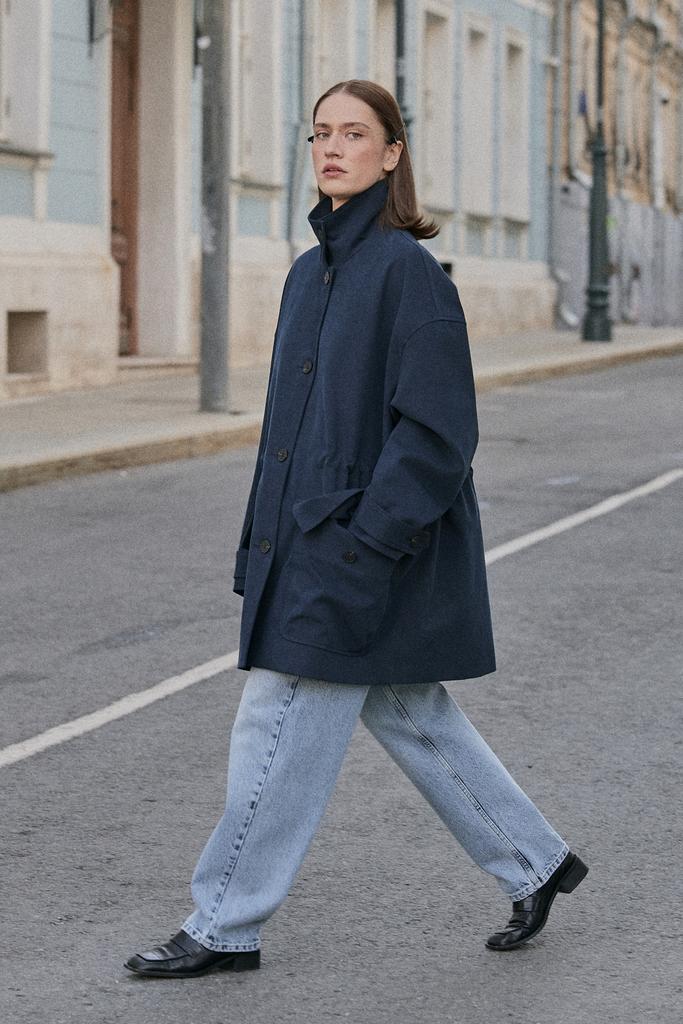 Куртка хлопковая с кулиской синяя