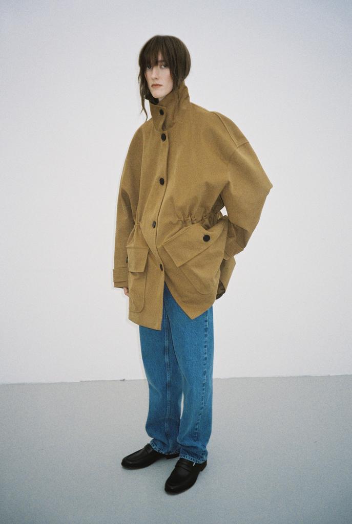 Куртка хлопковая с кулиской кэмел