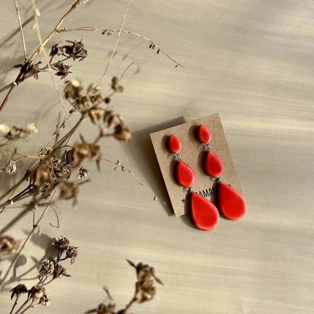 Серьги красные капли NONPANDORAS