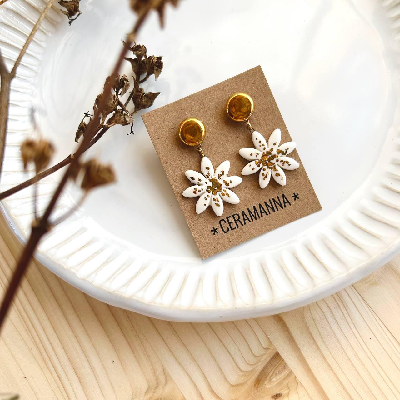 Серьги круг-ромашка