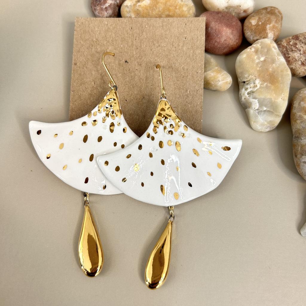 Серьги гинкго с каплей