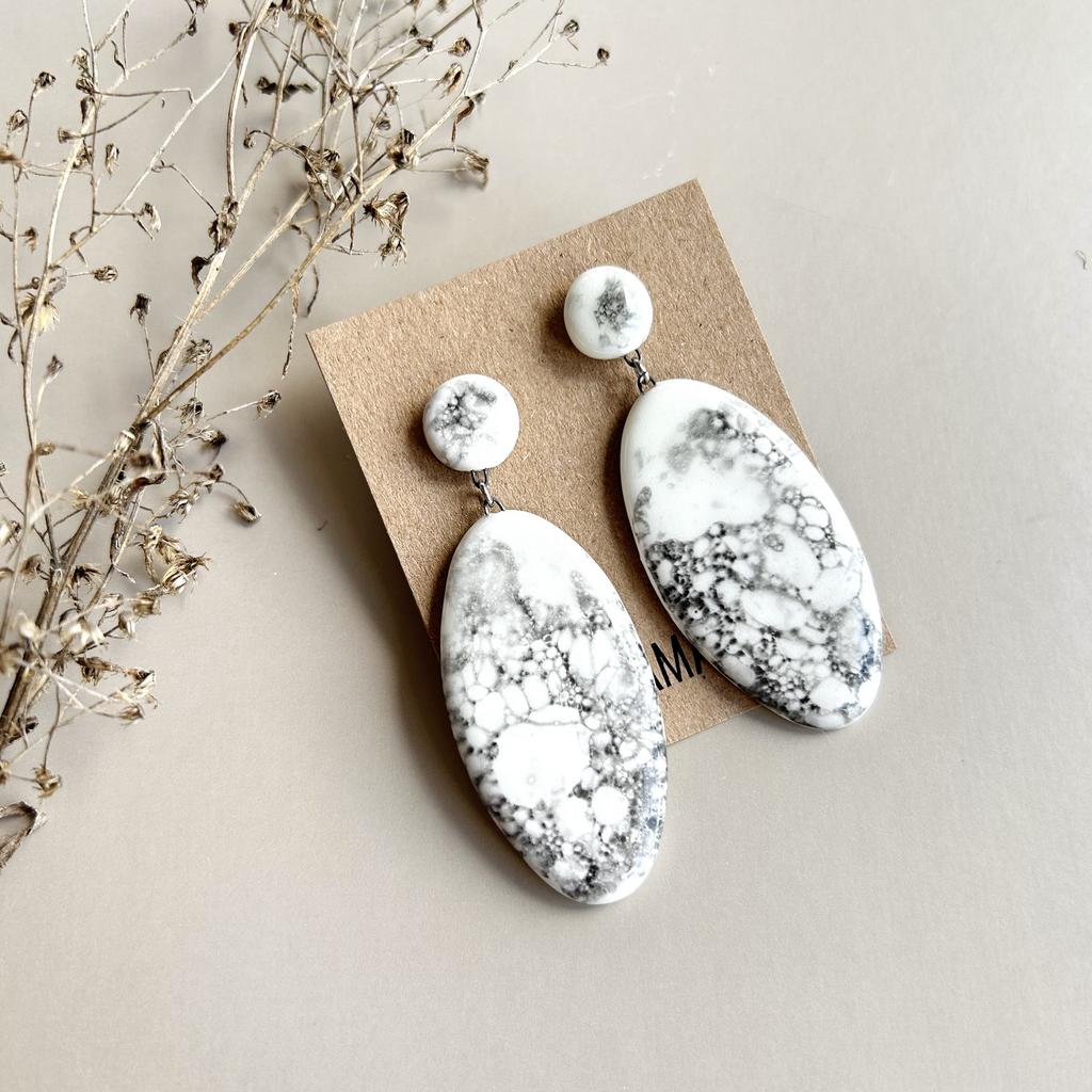 Лунные серьги круг-овал