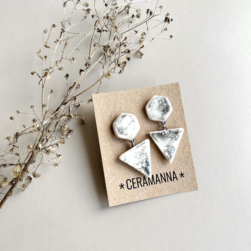 Лунные серьги шестигранник-треугольник