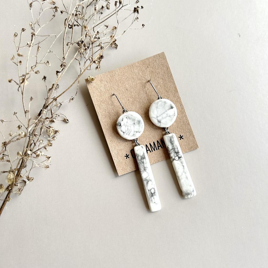 Лунные серьги круг-палочка