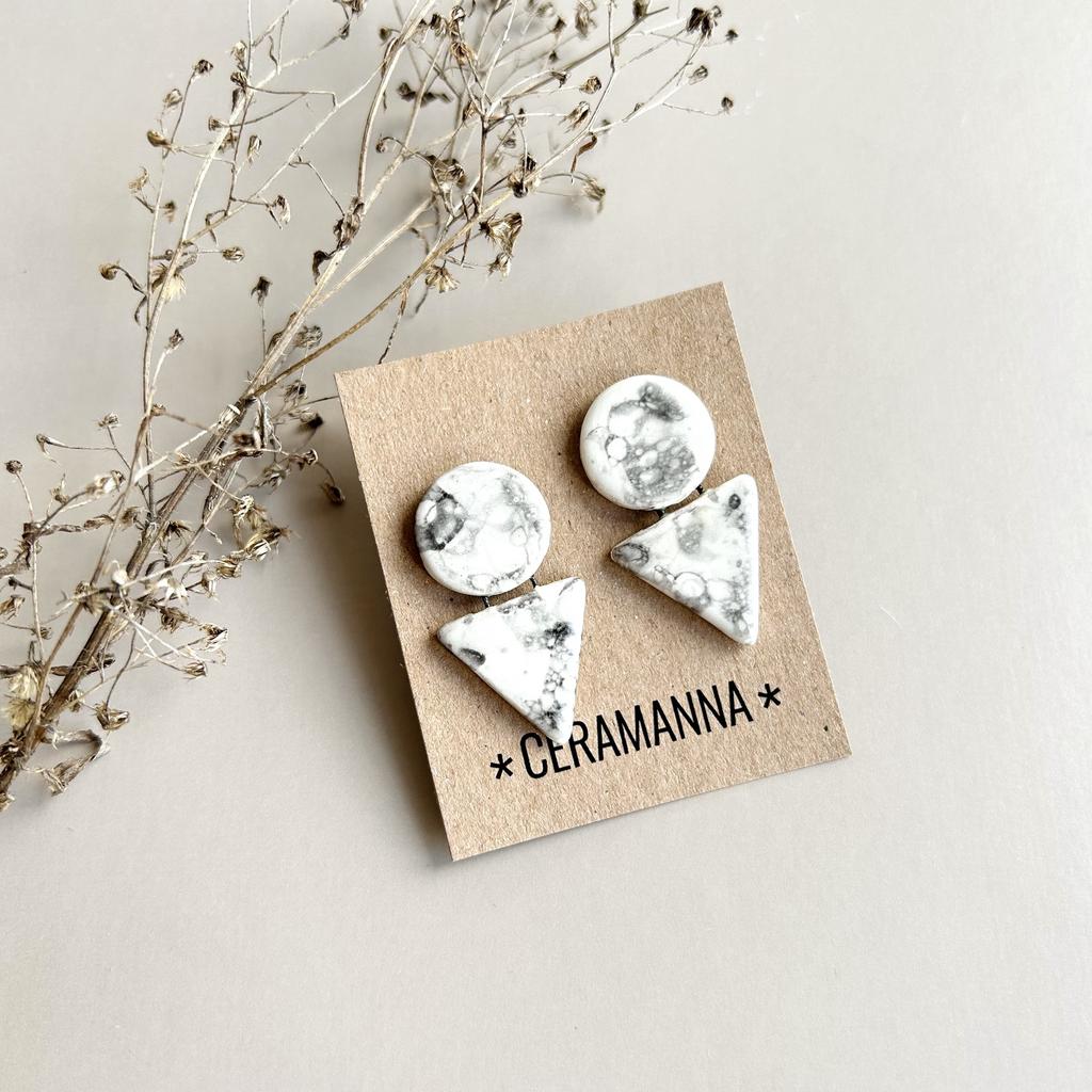 Лунные серьги круг-треугольник