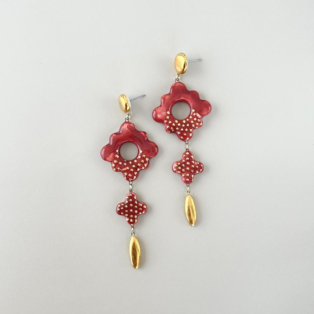 Серьги круг-хоровод-клевер-зернышко зернь малина