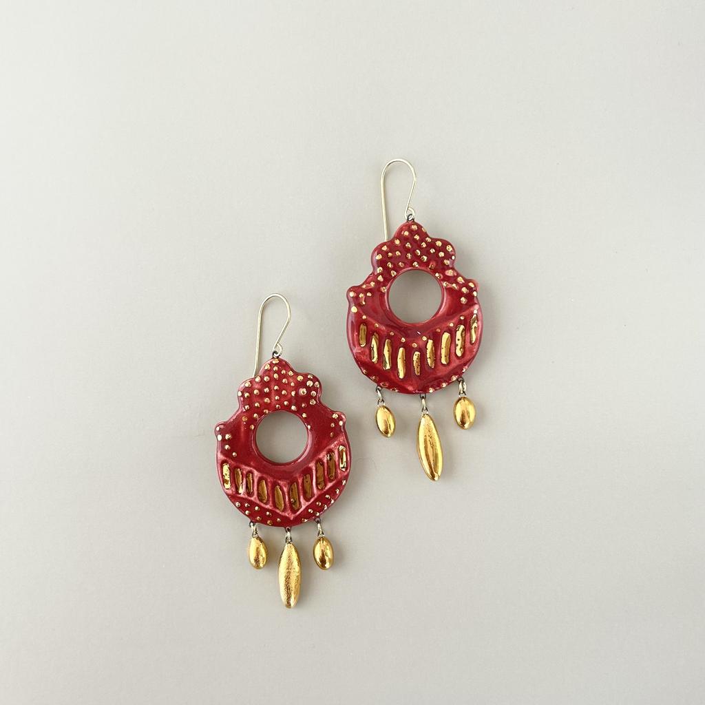 Серьги главки зернь малина