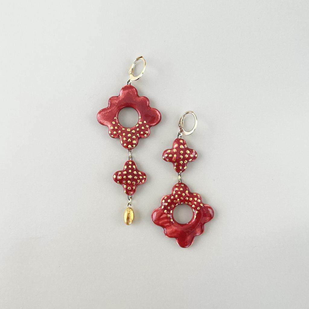 Серьги ассиметричные малина