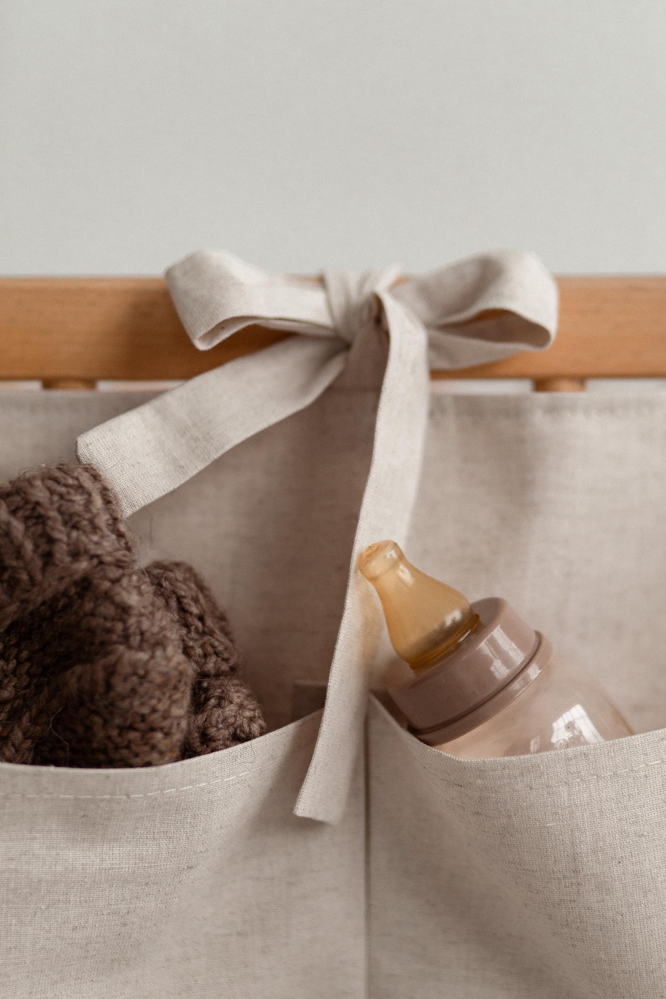 Органайзер из серо-бежевого льна